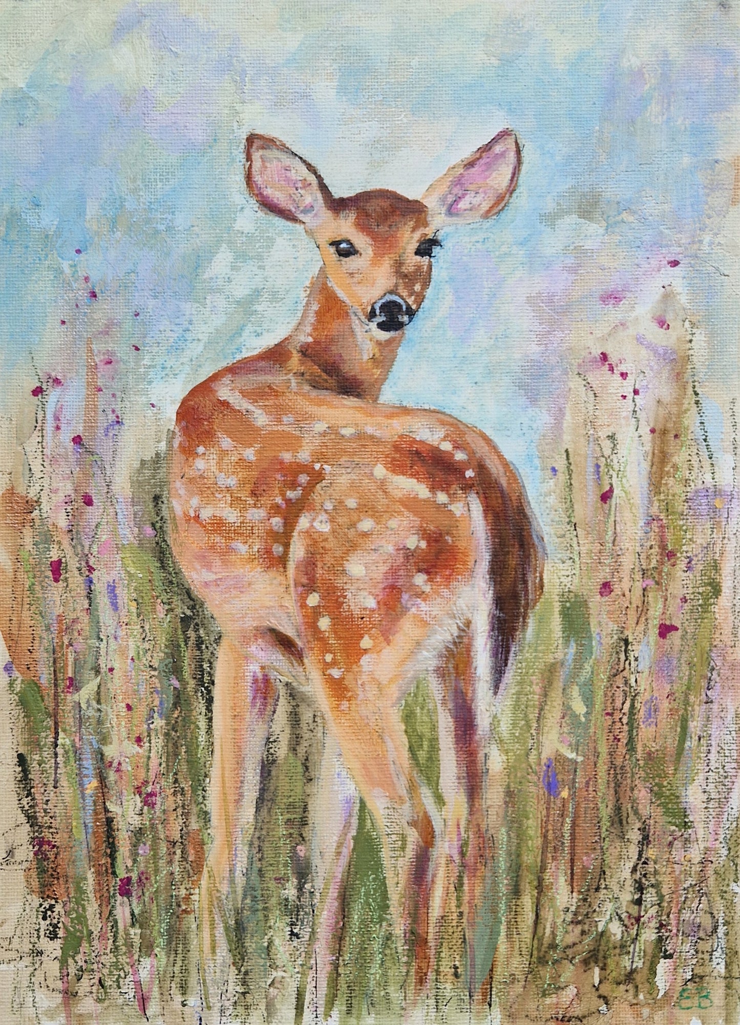 Deer Among the Wildflowers | A4 Print