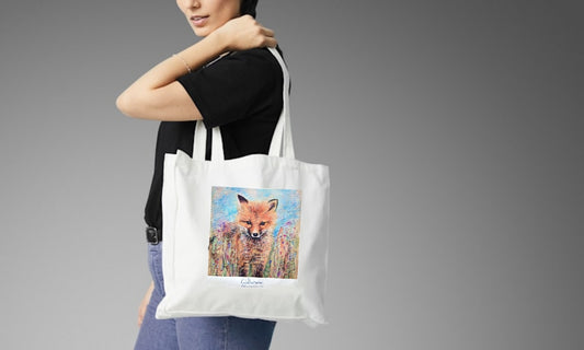 Fox Among the Wildflowers Cotton Tote Bag