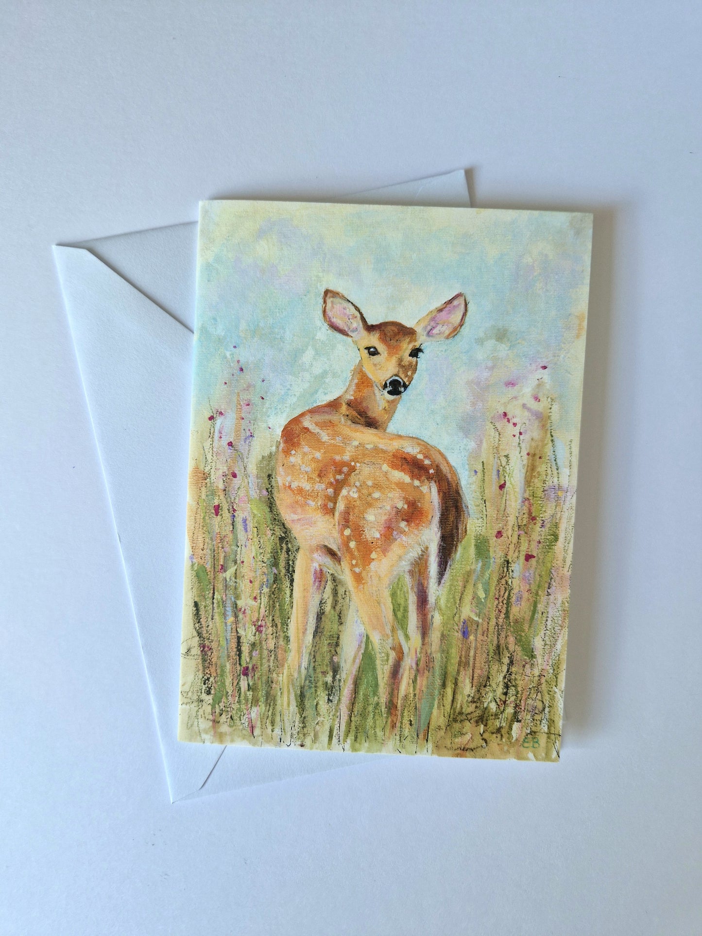 Deer Among the Wildflowers | Mini Print / Greeting card